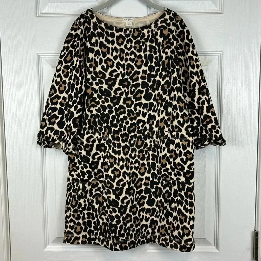 Crewcuts leopard print long sleeve dress sz 8